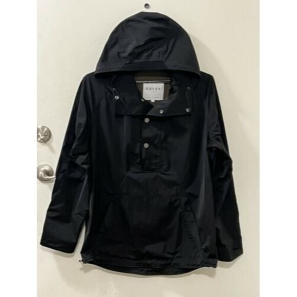 Exley NB Mens Black Hooded Windbreaker Rain Jacket Raincoat Size Large - Picture 3 of 12